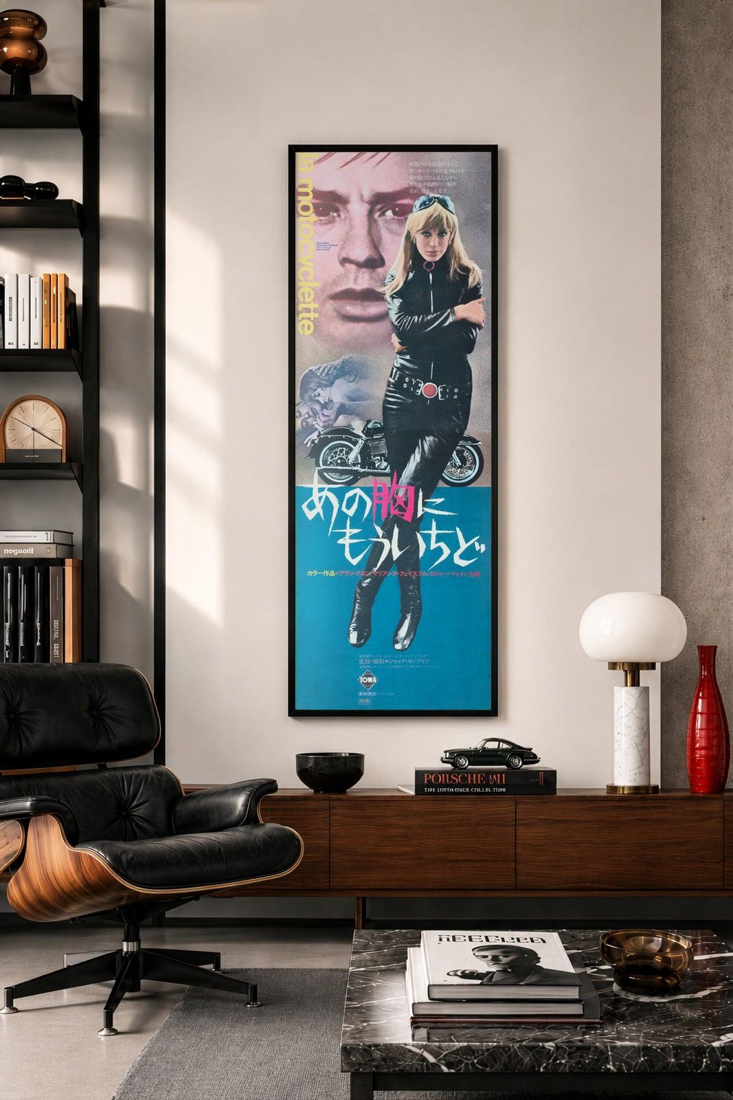 Girl On A Motorcycle 1968, affiche de cinéma japonaise Tatekan 2 feuilles photo furniture