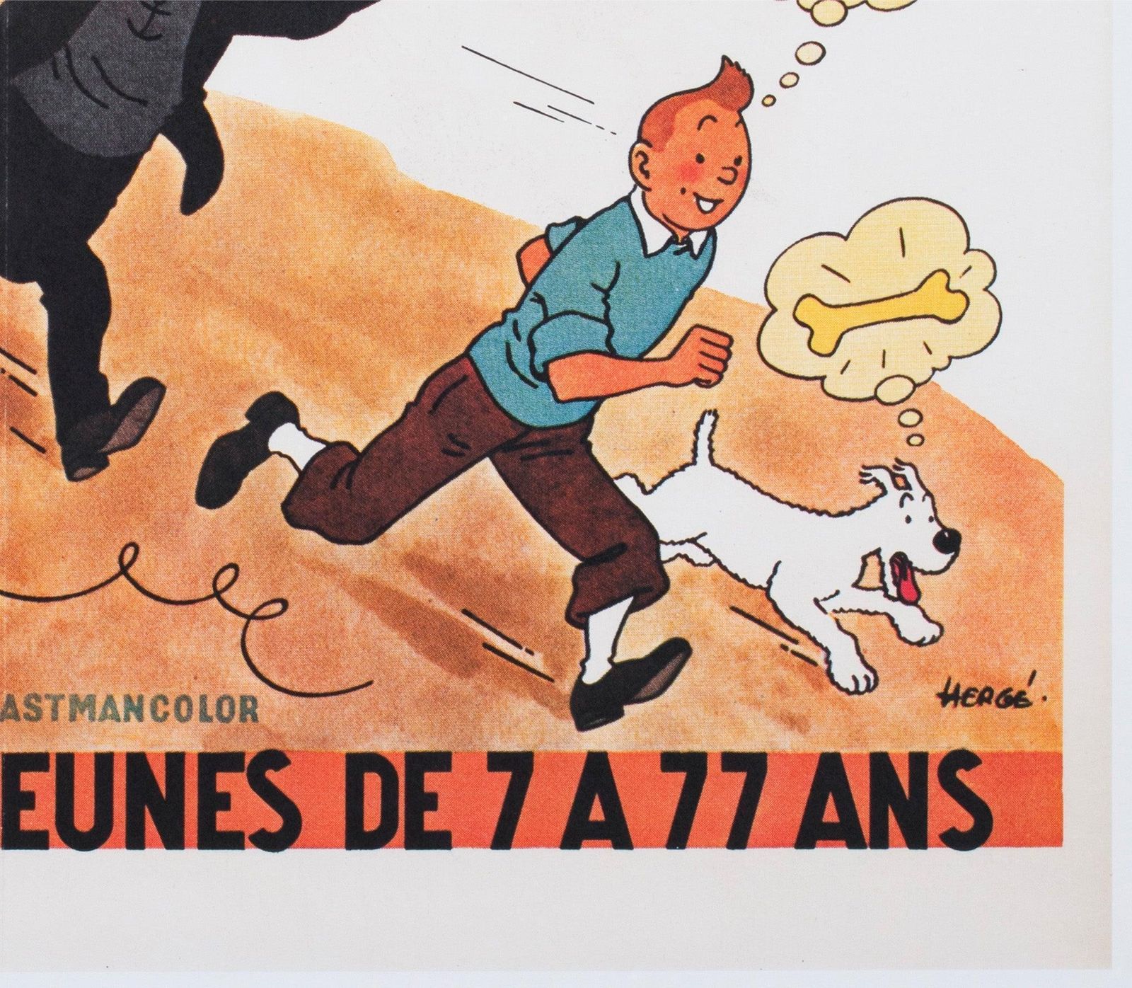 Affiche française Moyenne pour Tintin et les Oranges Bleues, 1964, Hergé photo vintage