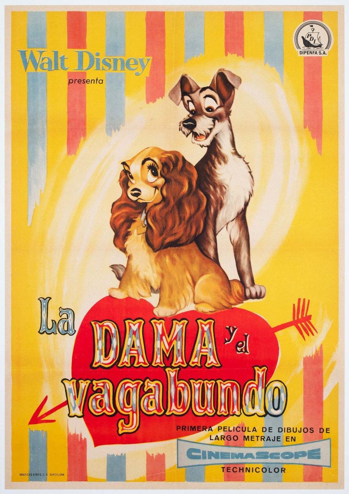Lady And The Tramp 1957 Spanish 1 Sheet Film Poster