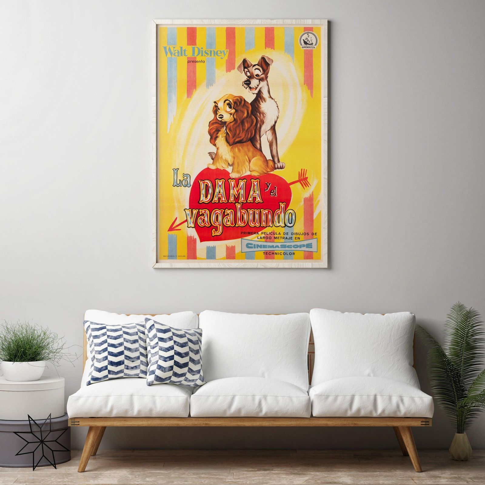 Lady And The Tramp 1957 Spanish 1 Sheet Film Poster photo furniture