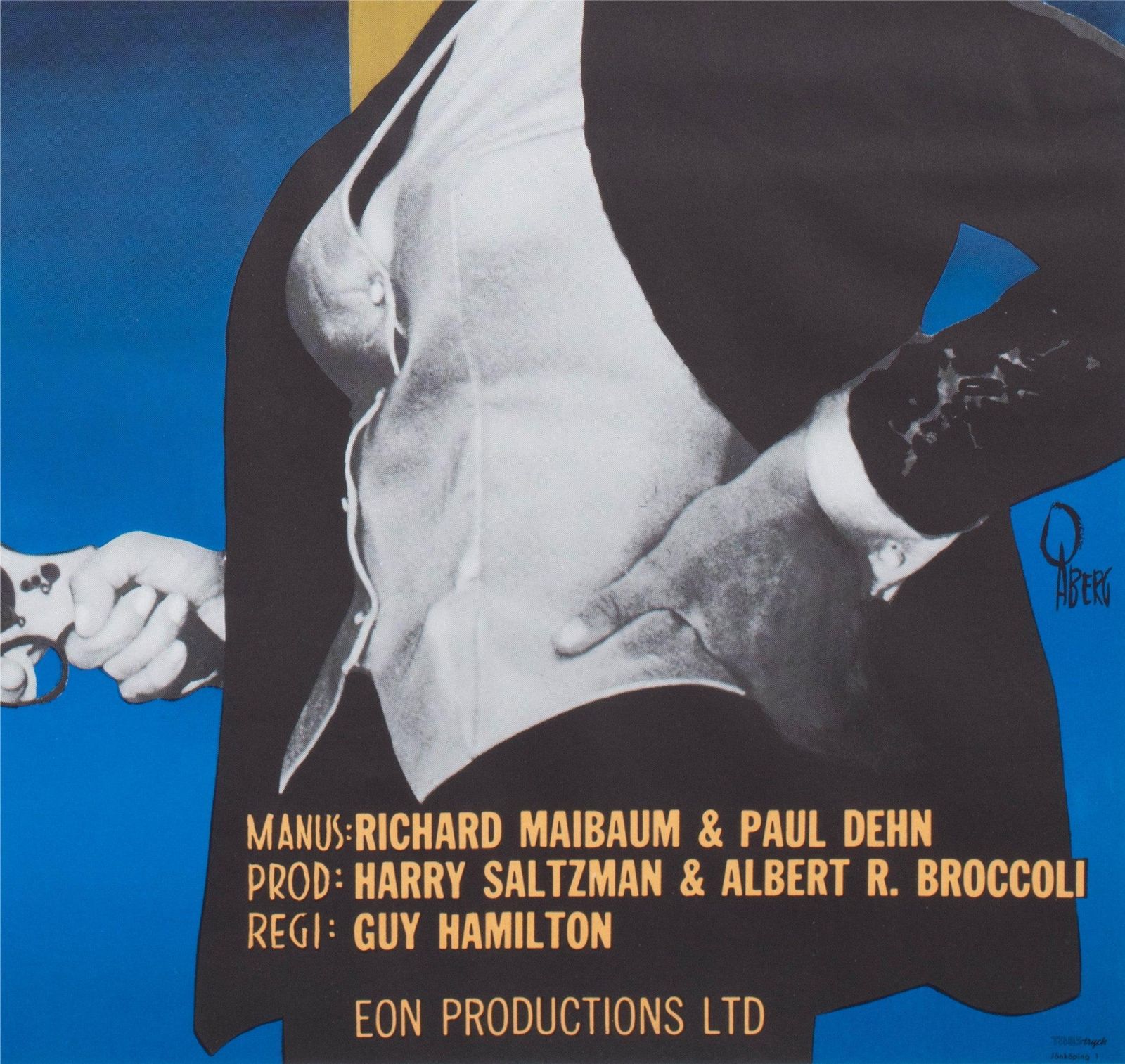 Goldfinger R1967 Swedish 1 Sheet Film Poster, Gosta Aberg photo vintage