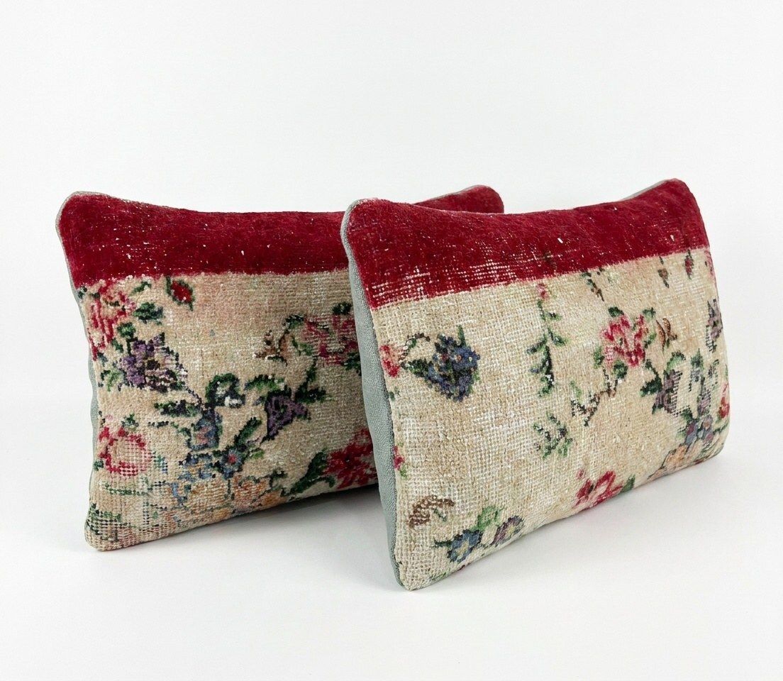 Housse de coussin lombaire en laine turque, 40 x 60 cm, lot de deux photo for sale