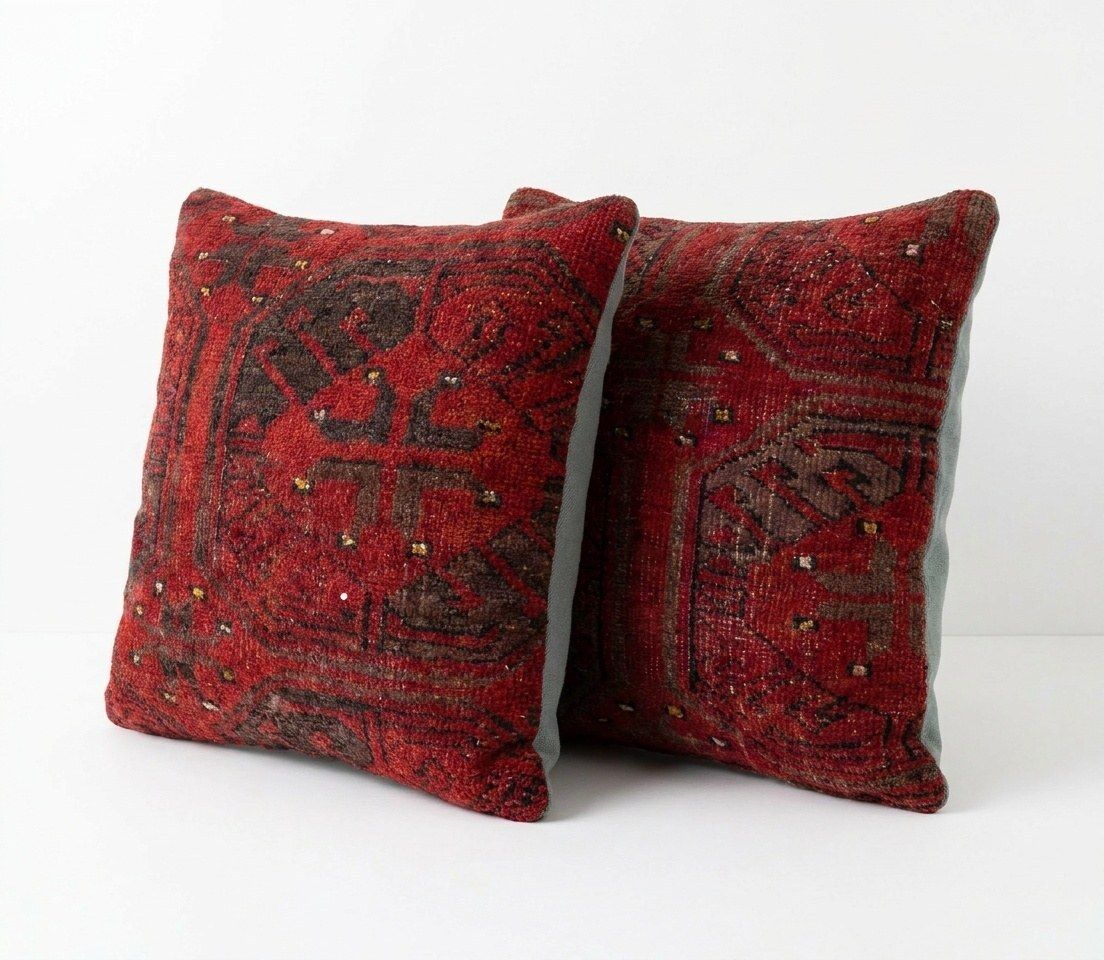Anatolian Oushak Rug Pillow Cover 38 X 38 Cm   Set Of Two photo furniture
