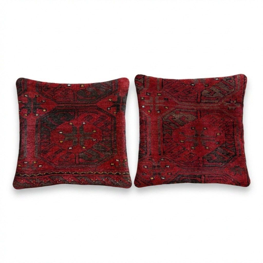 Turkse Tapijtkussenhoes 38 x 38 cm, Set van Twee