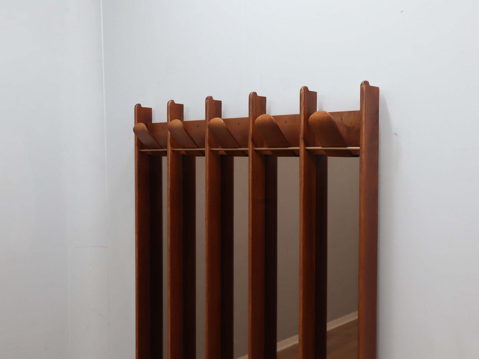 Vintage 1970s La Moderna Wood Entryway Coat Rack With Mirrors photo buy