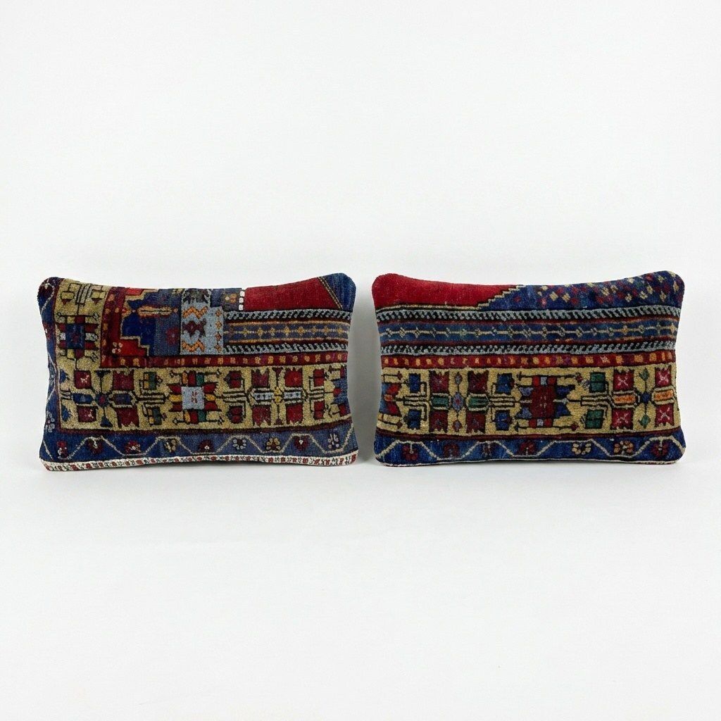 Housses de coussin lombaire en laine turque, 38 x 59 cm et 39 x 63 cm, lot de deux