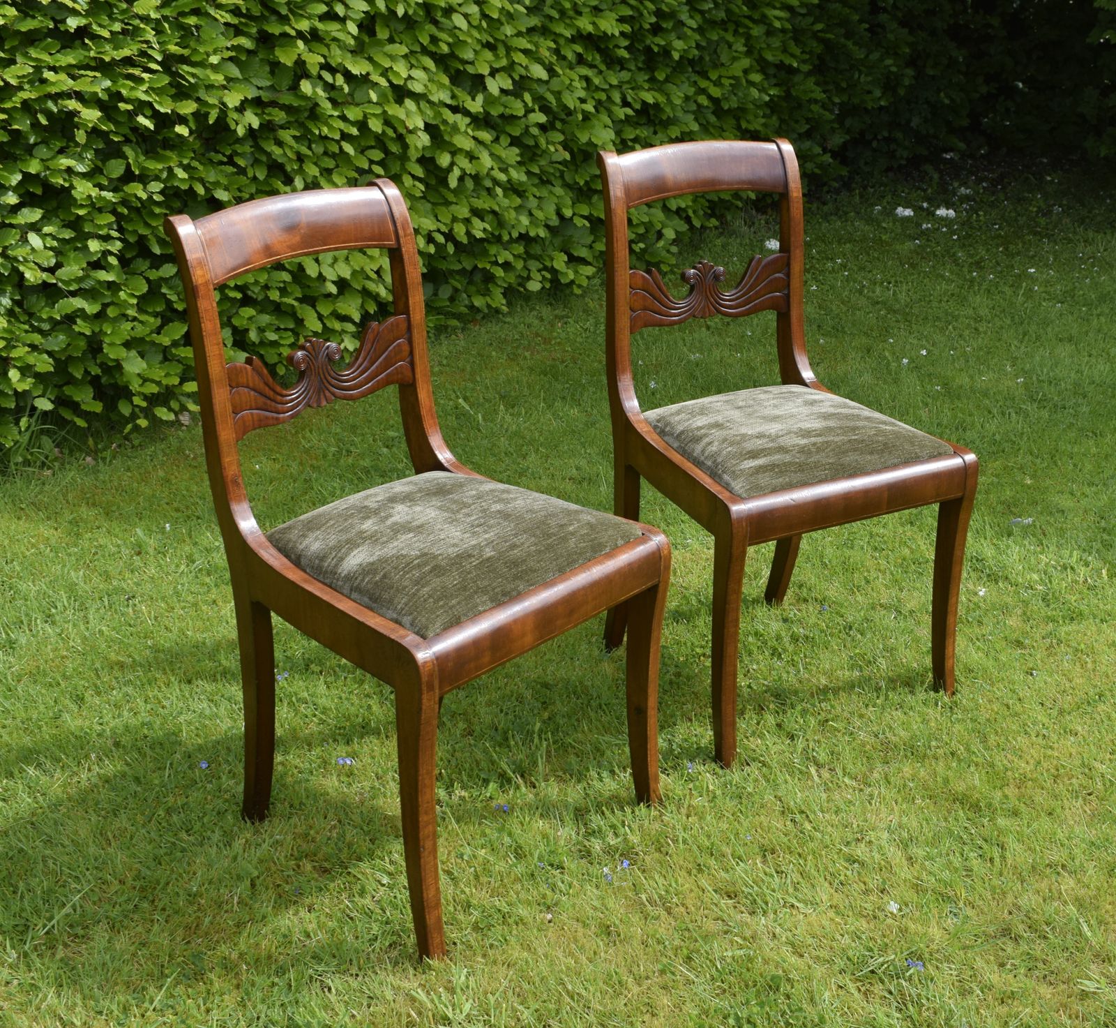 Pair Of Mahogany & Inlaid Side Chairs photo for sale