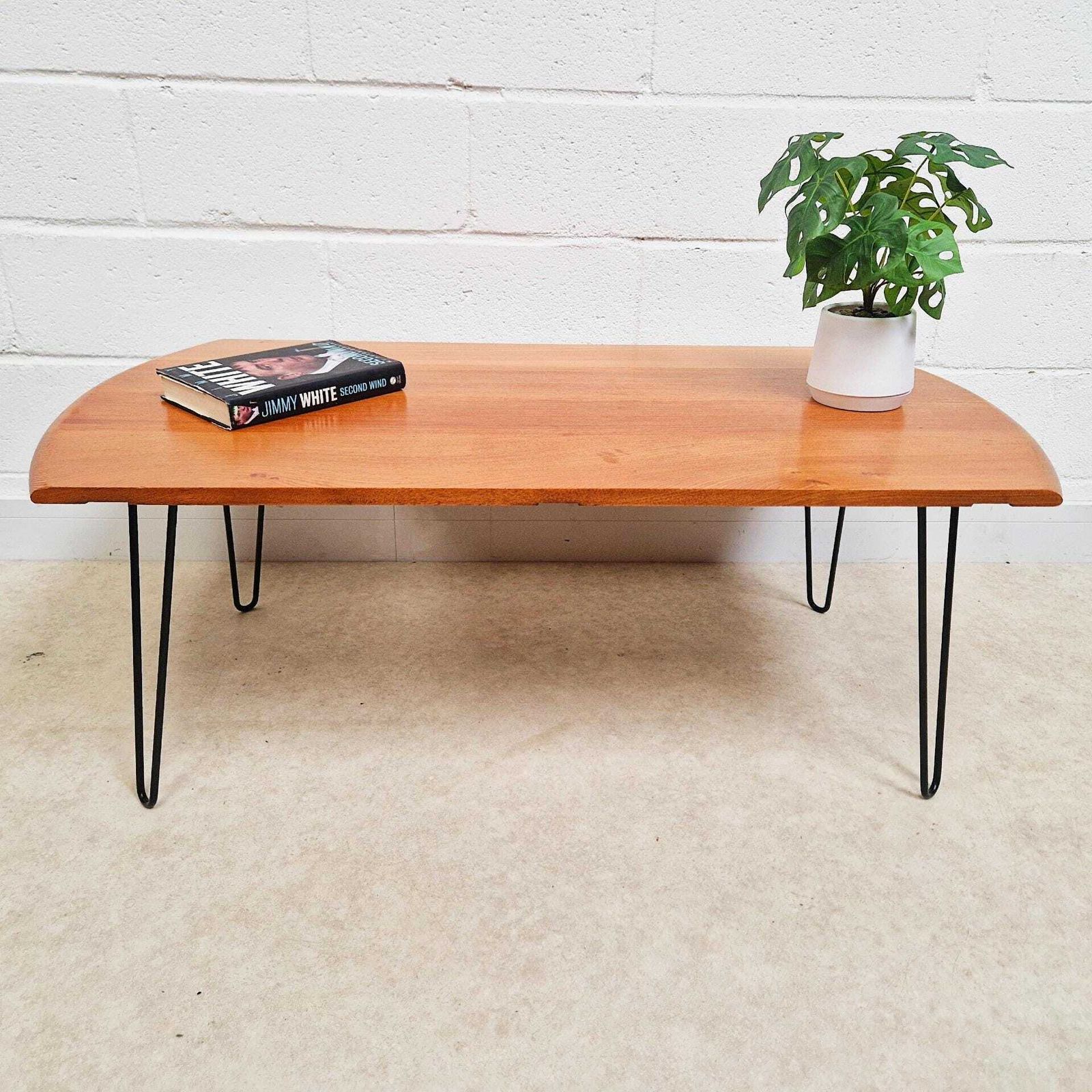 Ercol Solid Elm & Steel Hairpins Salvaged Mid Century Coffee Table Pg194 photo furniture