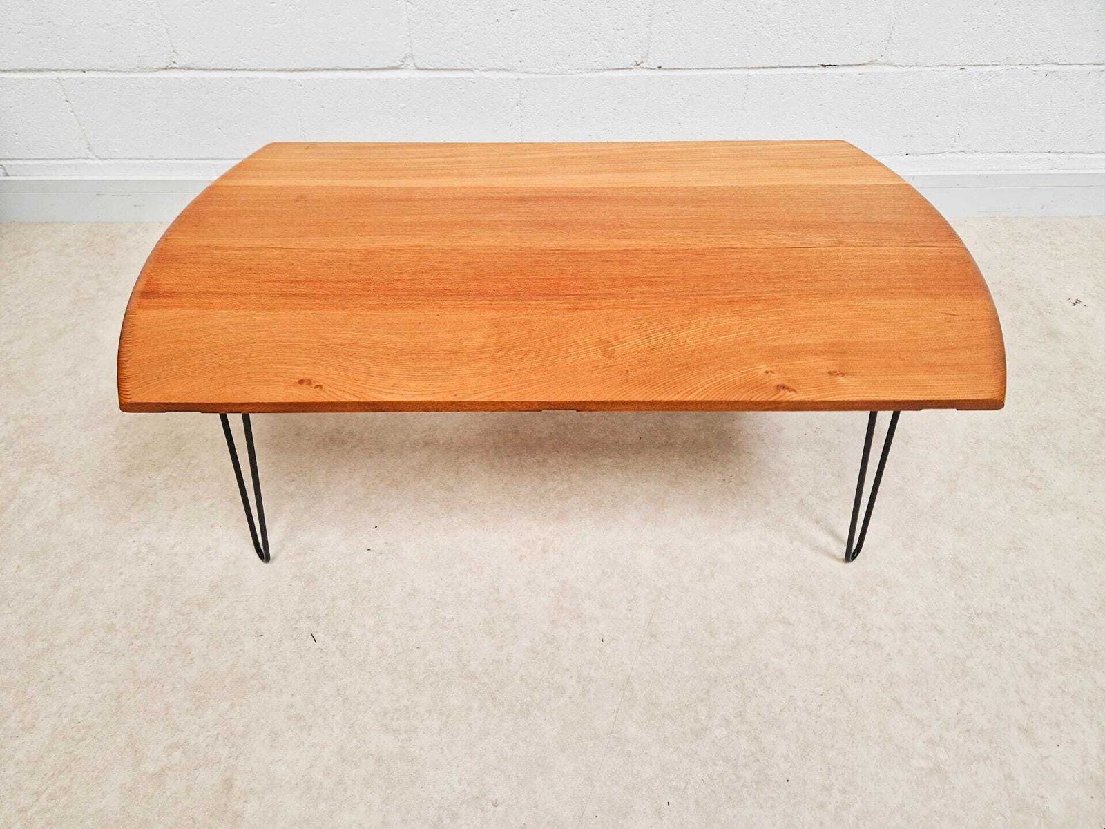 Ercol Solid Elm & Steel Hairpins Salvaged Mid Century Coffee Table Pg194 photo 275.0