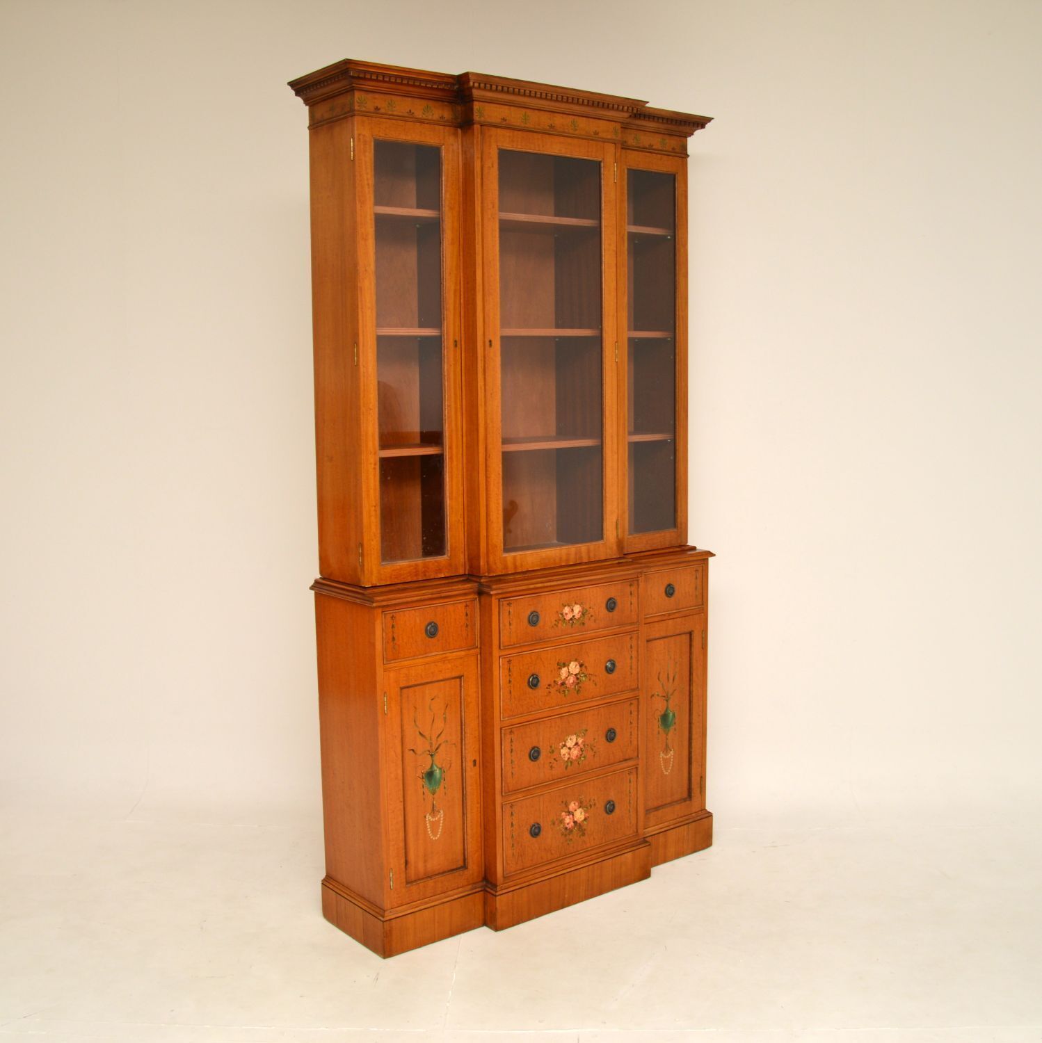 Furniture Antique Georgian Style Painted Satinwood Bookcase photo