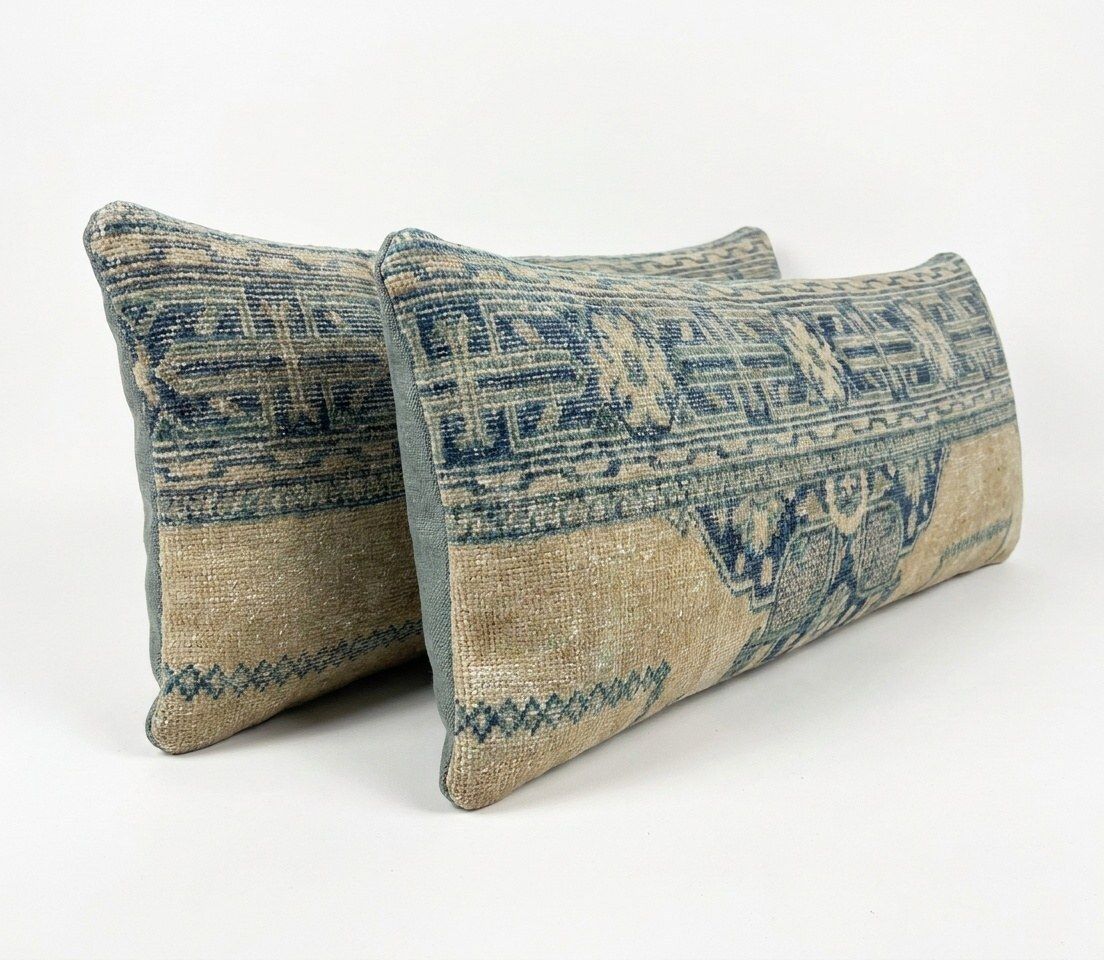Turkische Oushak beddengoedkleed kussenhoes 40 x 120 cm, set van twee photo for sale