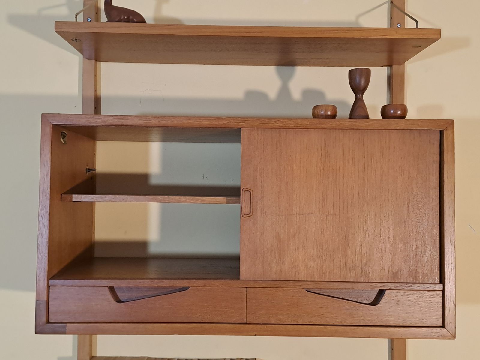 Secretary Wall Unit In Teak By Kjell Riise, Scandinavian Mid Century 1960s photo vintage
