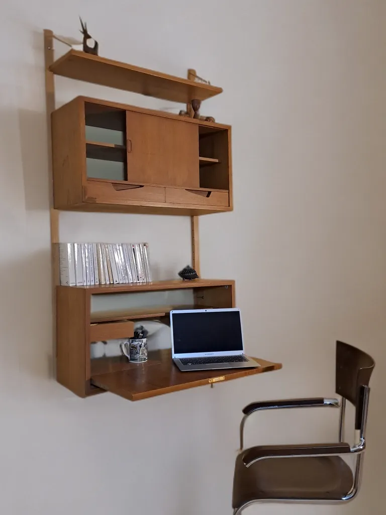 Secretary Wall Unit In Teak By Kjell Riise, Scandinavian Mid Century 1960s photo for sale