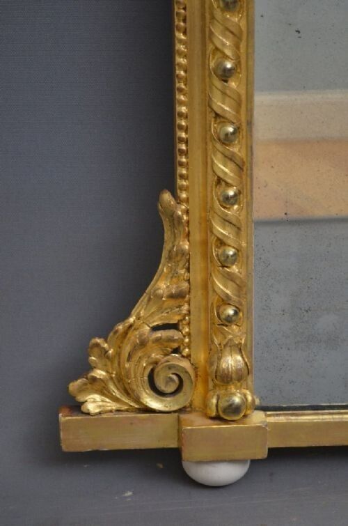 Antique Giltwood Overmantel Mirror With Original Gilt And Glass H83cm photo vintage