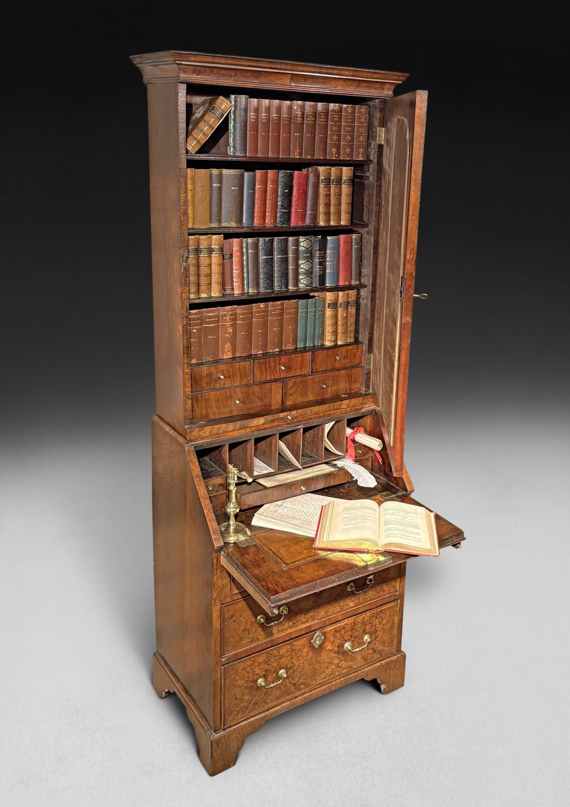 Queen Anne Period Burr Walnut Small Bureau Bookcase photo 17500.0