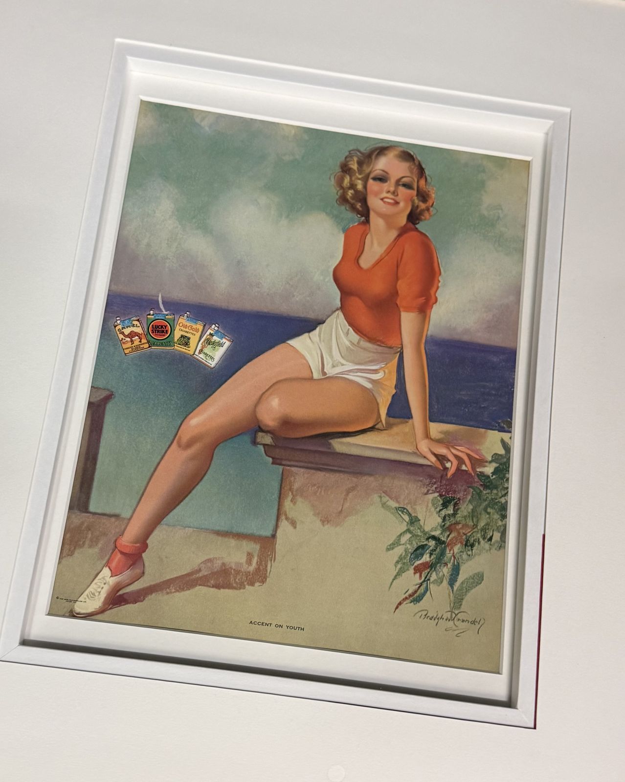 1930s American Lucky Strike Advertising Art Print After Bradshaw Crandell, ‘Accent On Youth'’ photo vinterior