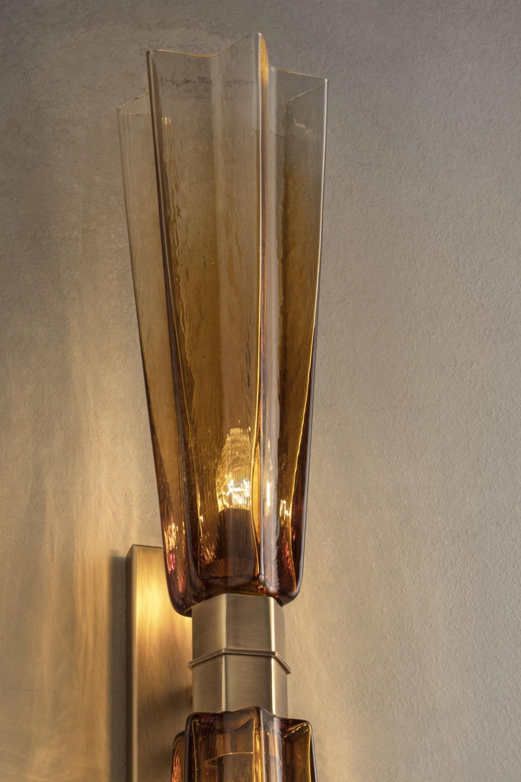 Huge Italian Lively Amber Murano Glass Wall Sconce photo furniture