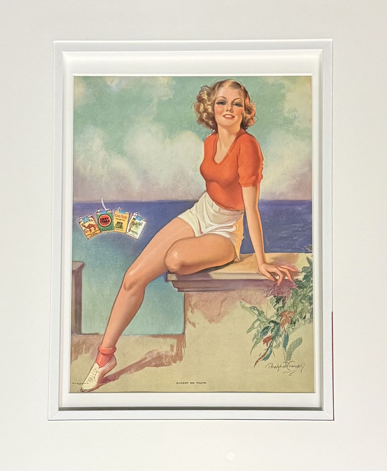 295.0 1930s American Lucky Strike Advertising Art Print After Bradshaw Crandell, ‘Accent On Youth'’ photo