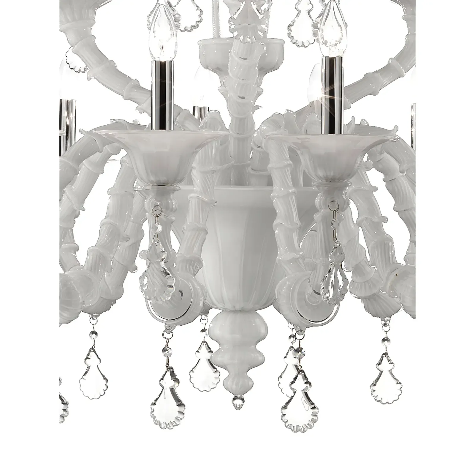 Handcrafted Modern White Ca’ Rezzonico Chandelier With Curled Murano Glass Details photo 34036.0