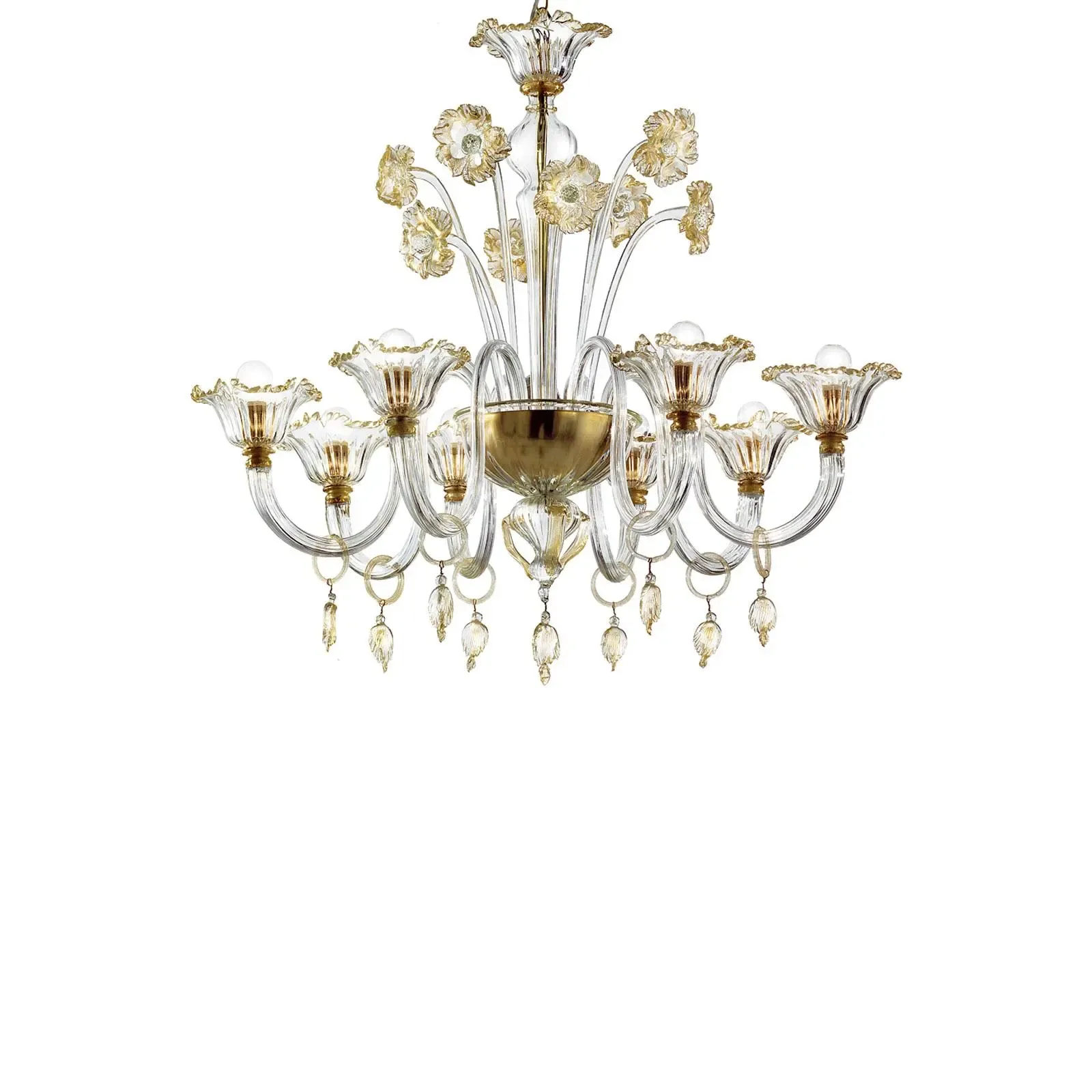 Elegant Romantic Murano Glass Chandelier With Floral Accents photo for sale
