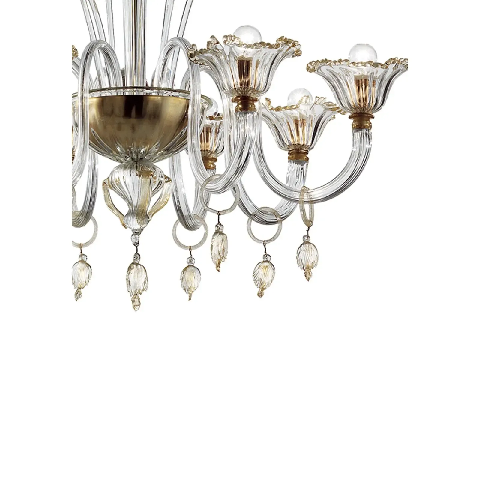 Elegant Romantic Murano Glass Chandelier With Floral Accents photo vinterior