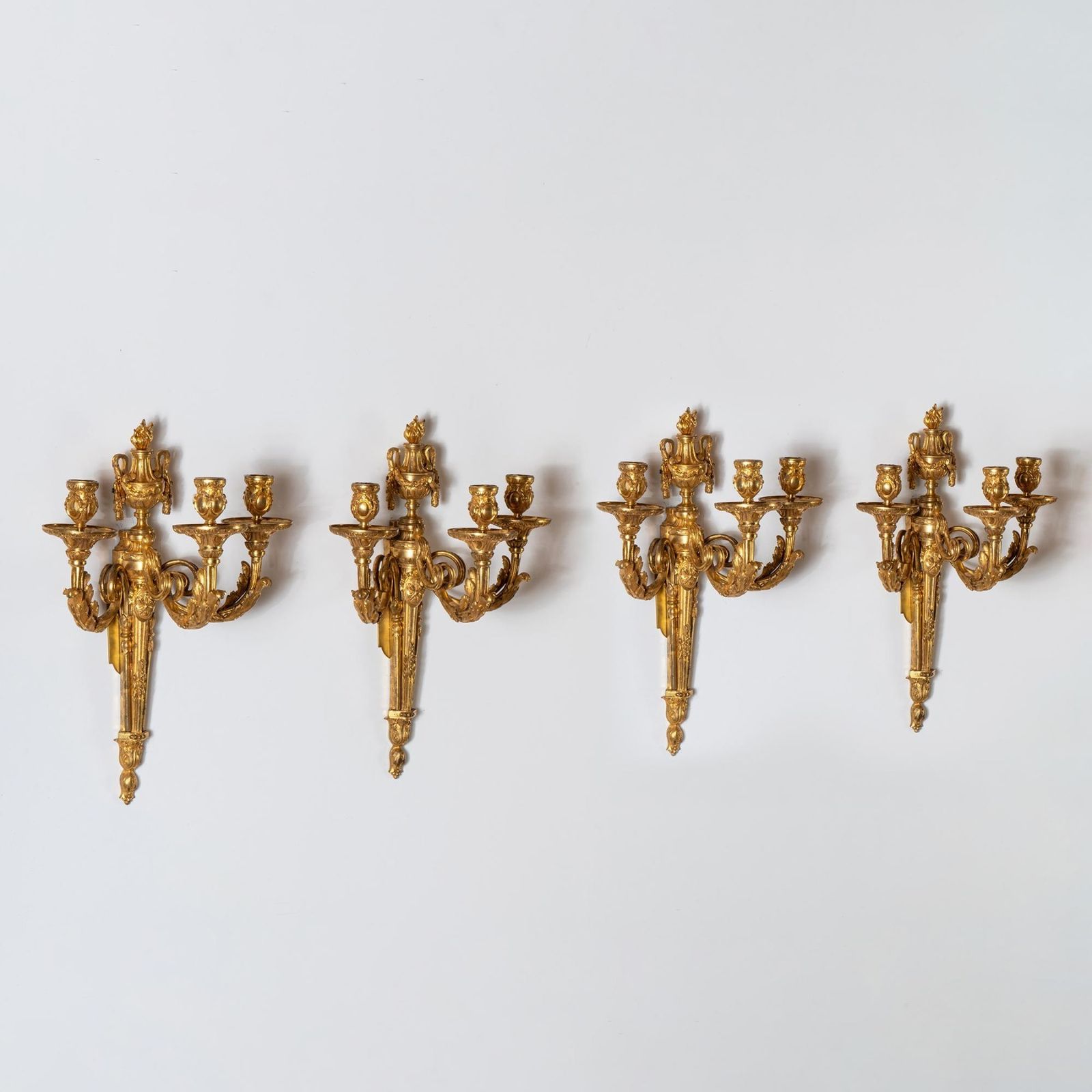 Set Of Four Louis XV Ormolu Three Branch Wall Lights Circa 1770 photo furniture
