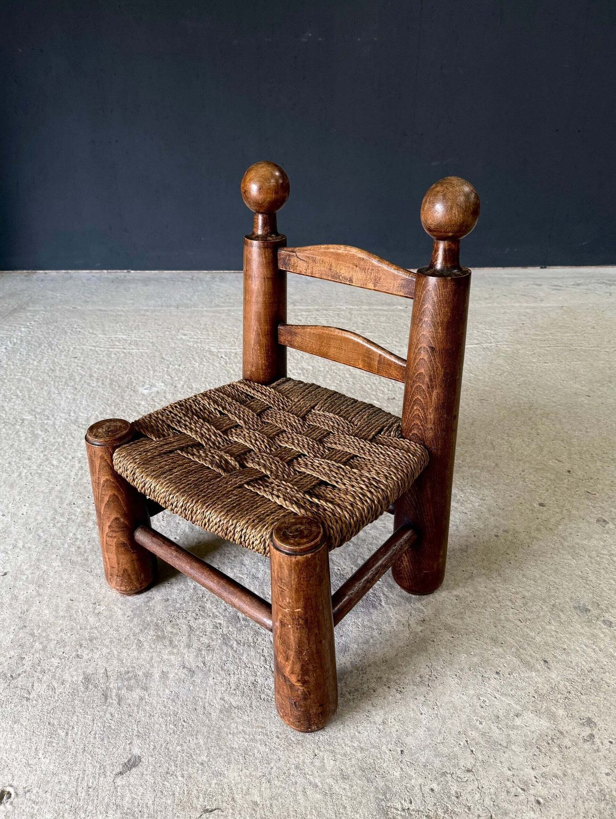 French Provincial Brutalist Design Low Stool By Charles Dudouyt, France 1940's photo furniture