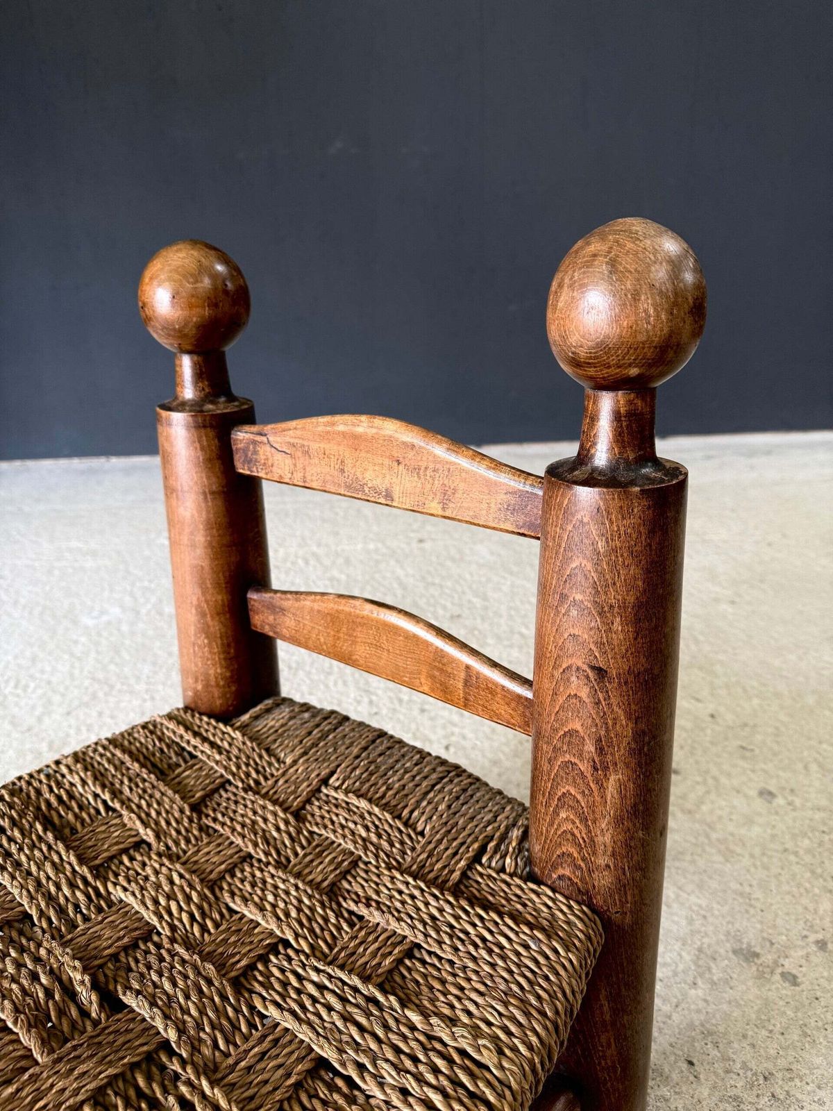 French Provincial Brutalist Design Low Stool By Charles Dudouyt, France 1940's photo vintage