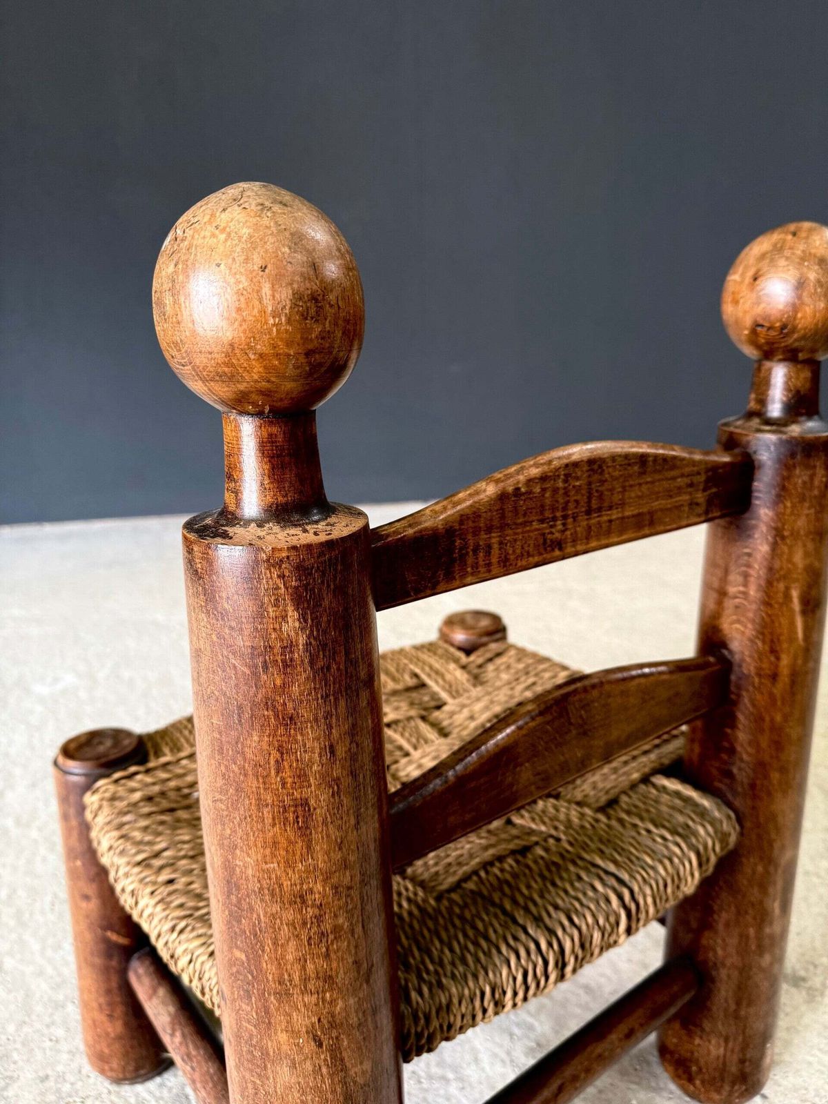 photo vintage French Provincial Brutalist Design Low Stool By Charles Dudouyt, France 1940's