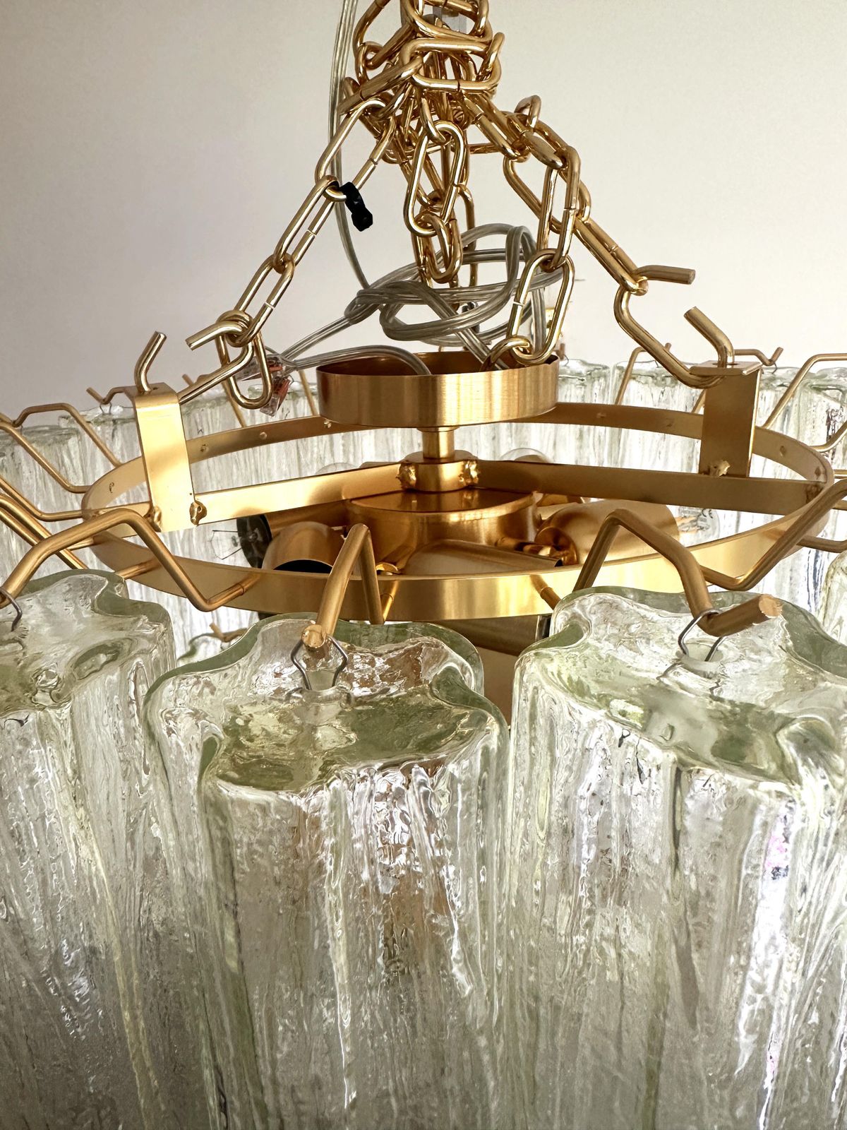 Scenographic Italian Hand Made Flush Mount With Old Crystal “Tronchi” Murano Glass photo 8232.0