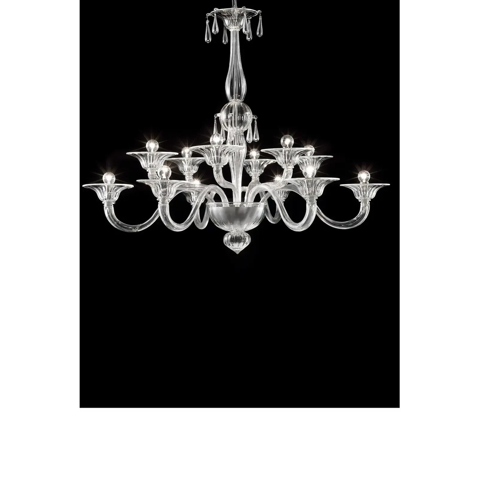 Luxury Transparent Venetian Murano Glass Chandelier photo Lighting