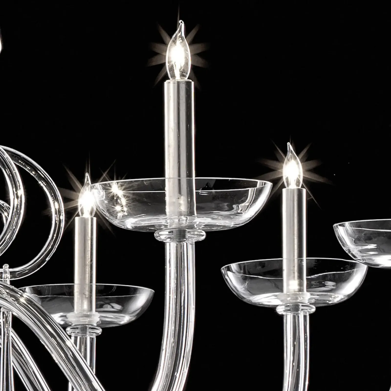Grand Venetian “Curls” Murano Glass Chandelier In Clear Glass photo Lighting