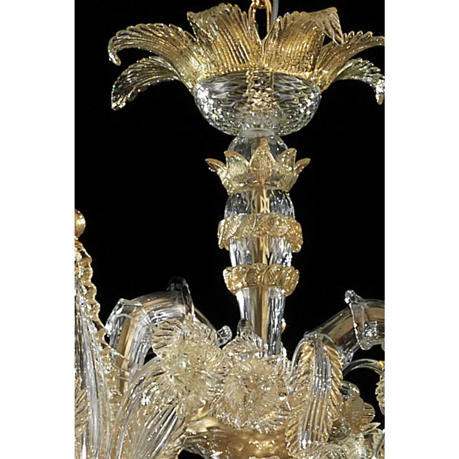 Handcrafted Imperial Venetian Murano Glass Ca’ Rezzonico Chandelier With Gold Details photo buy