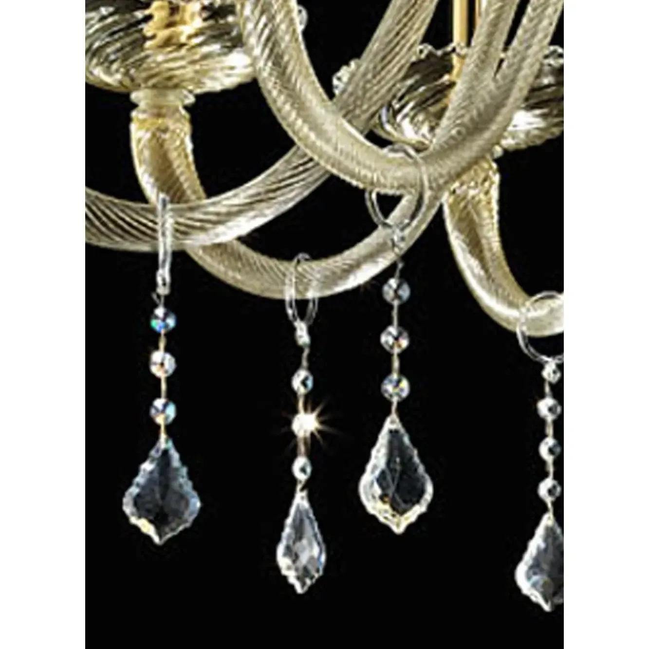 Ornate Imperial Venetian Chandelier With Gold Curled Murano Glass photo furniture