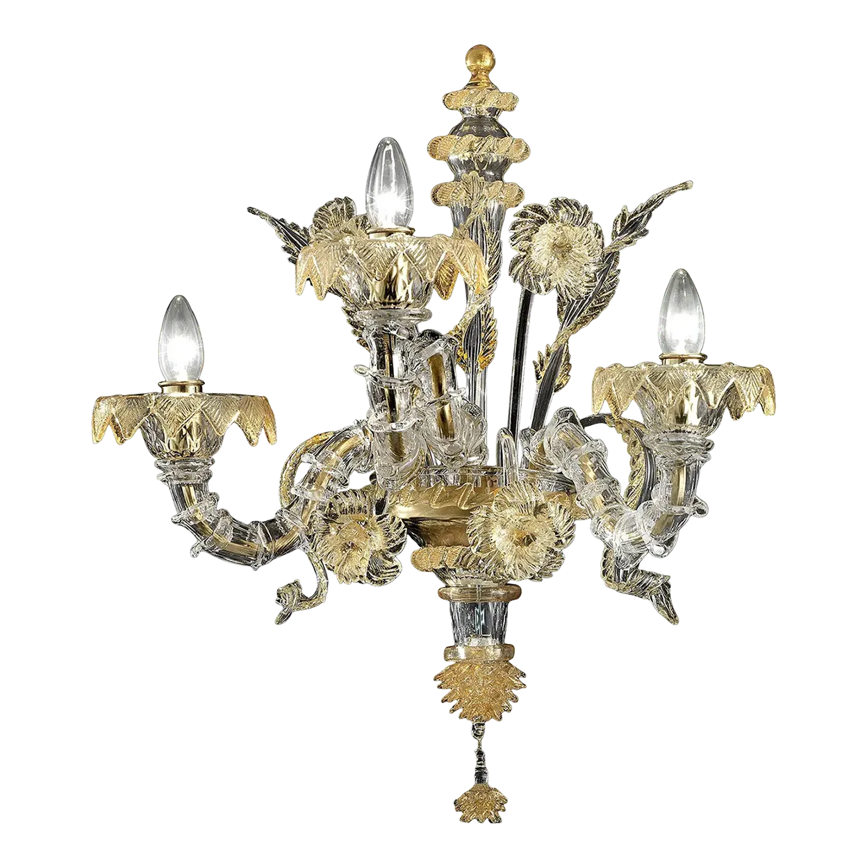 Italian Murano Glass Ca’ Rezzonico – Handcrafted Gold Floral Motif Design
