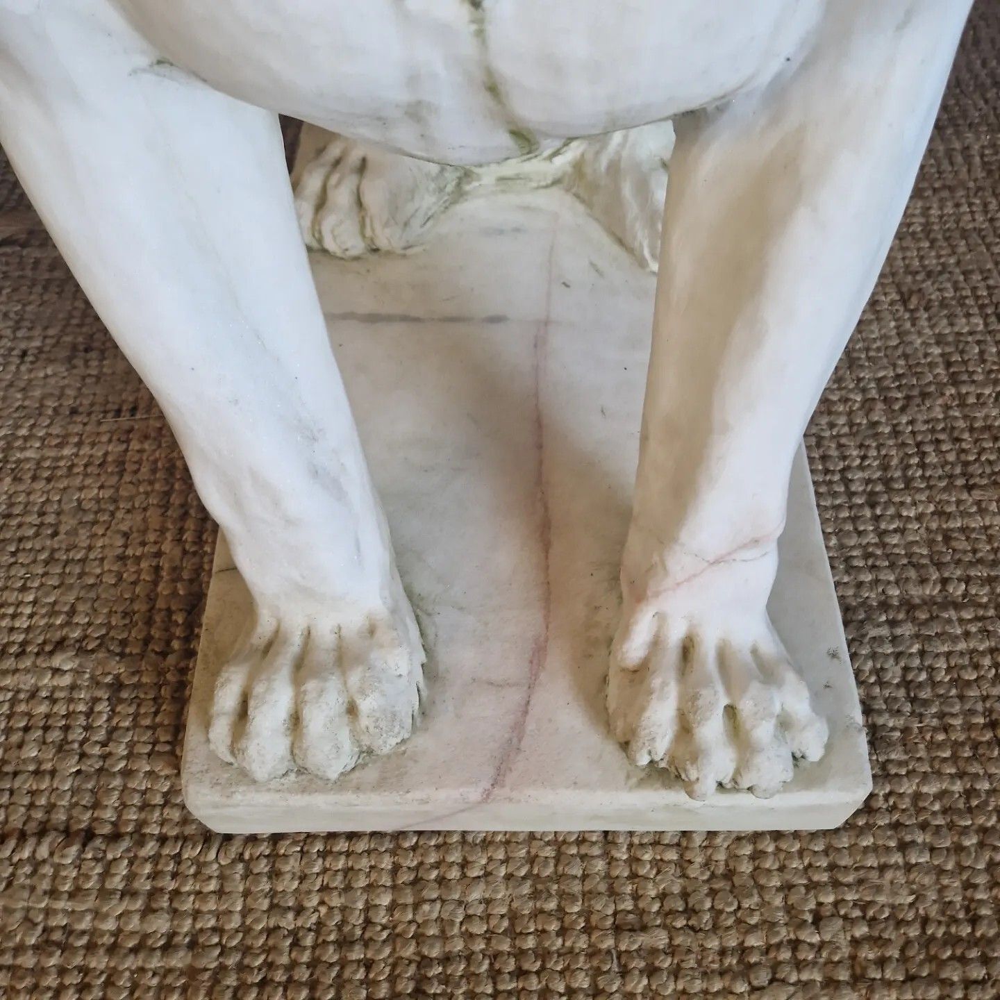 Pair Of Art Deco Life Size Marble Guarding Lions Statues photo for sale