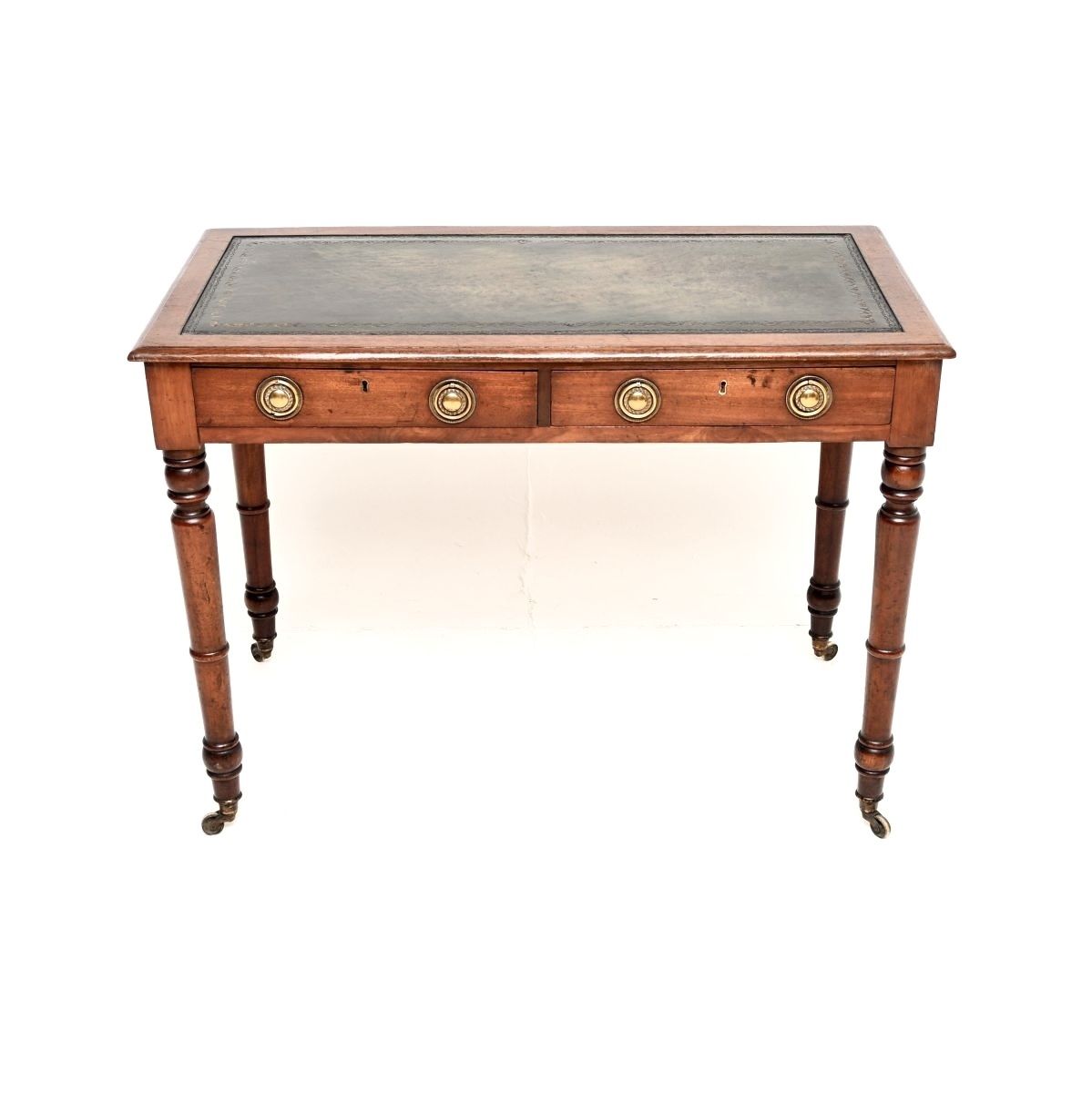 Antique Georgian Mahogany Leather Top Writing Table / Desk photo furniture