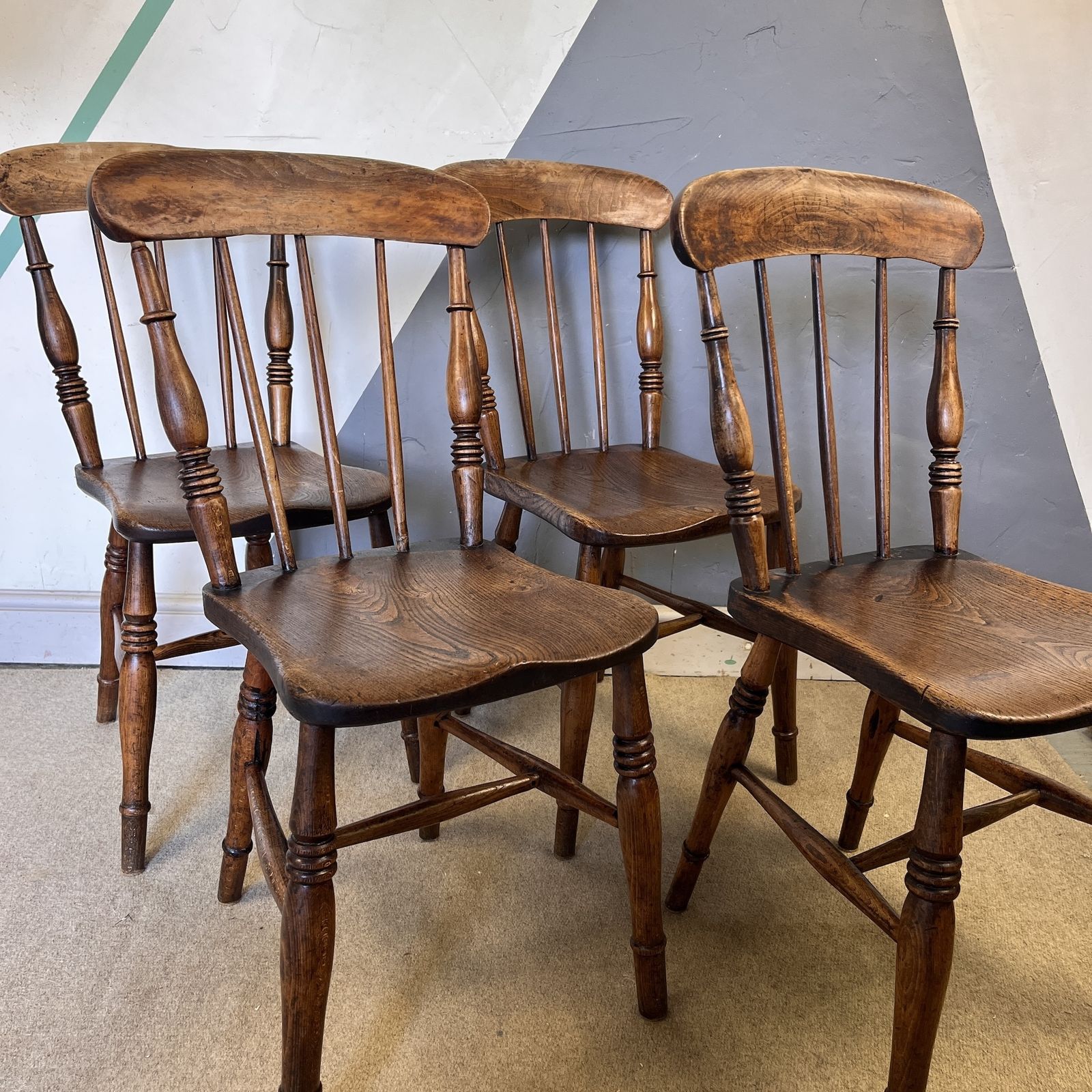 Antique Elm Kitchen Dining Chairs photo furniture
