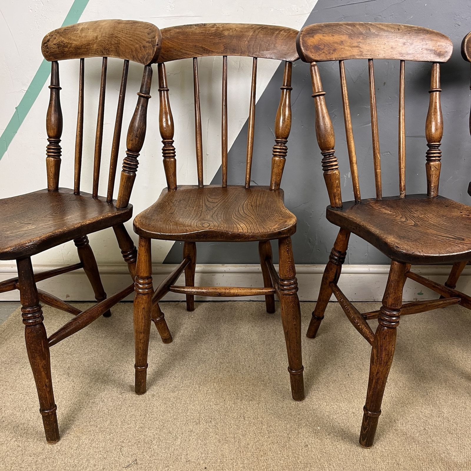 Antique Elm Kitchen Dining Chairs photo for sale