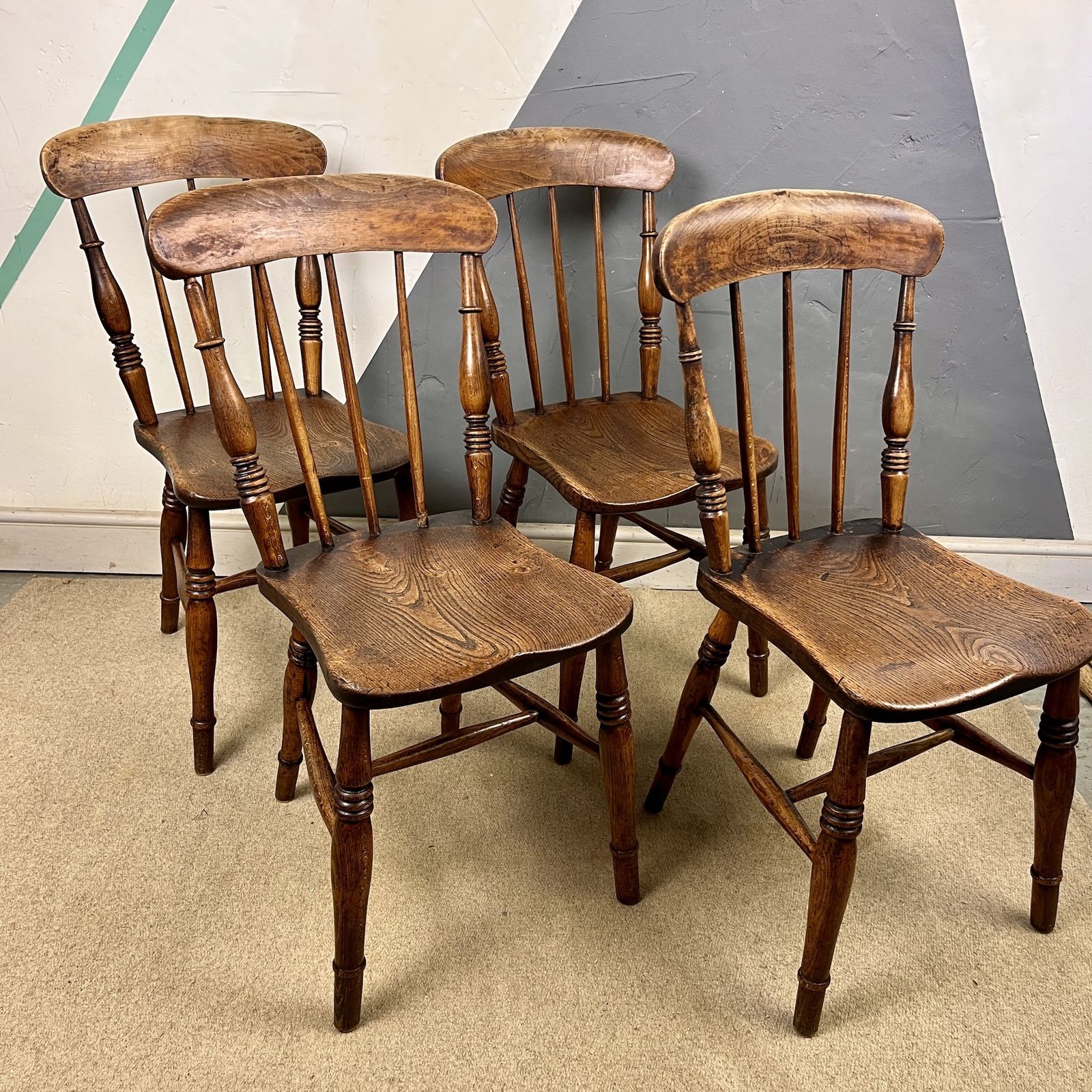 Antique Elm Kitchen Dining Chairs