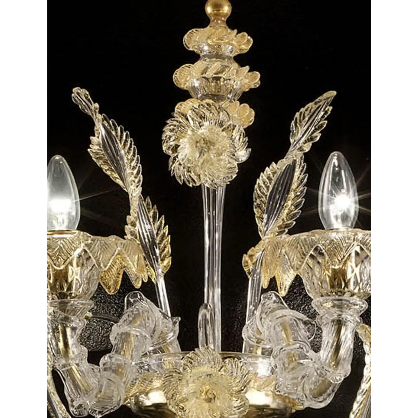 Luxury Imperial Venetian Ca’ Rezzonico Murano Glass With Gold Leaf And Flowers photo Lighting