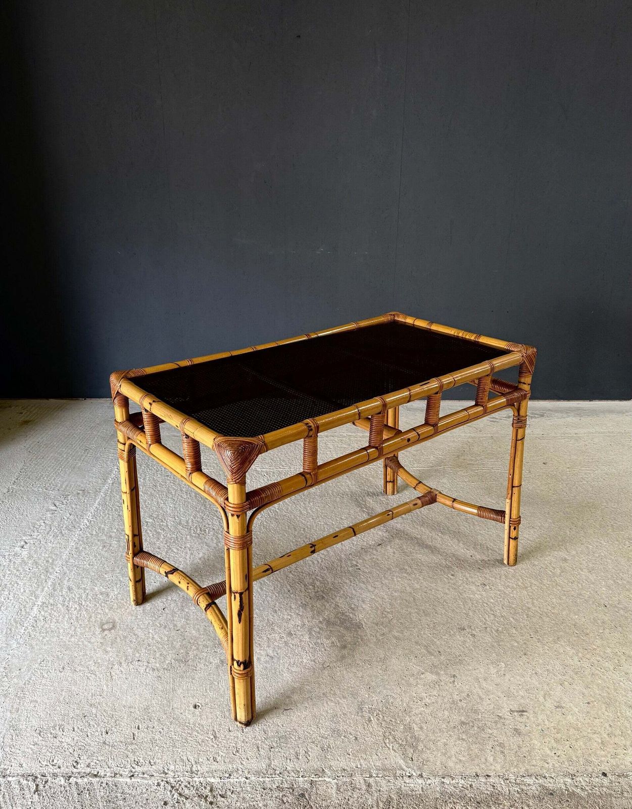 Boho Design Bamboo Console Side Table, 1960's Italy photo vinterior