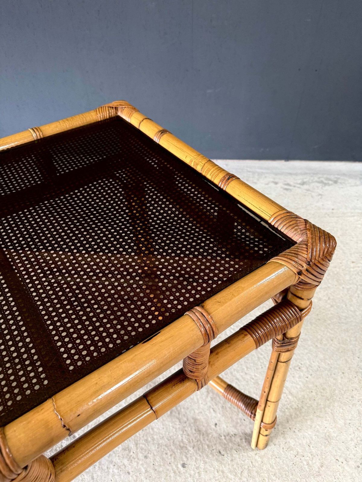 photo vintage Boho Design Bamboo Console Side Table, jaren 1960, Italië