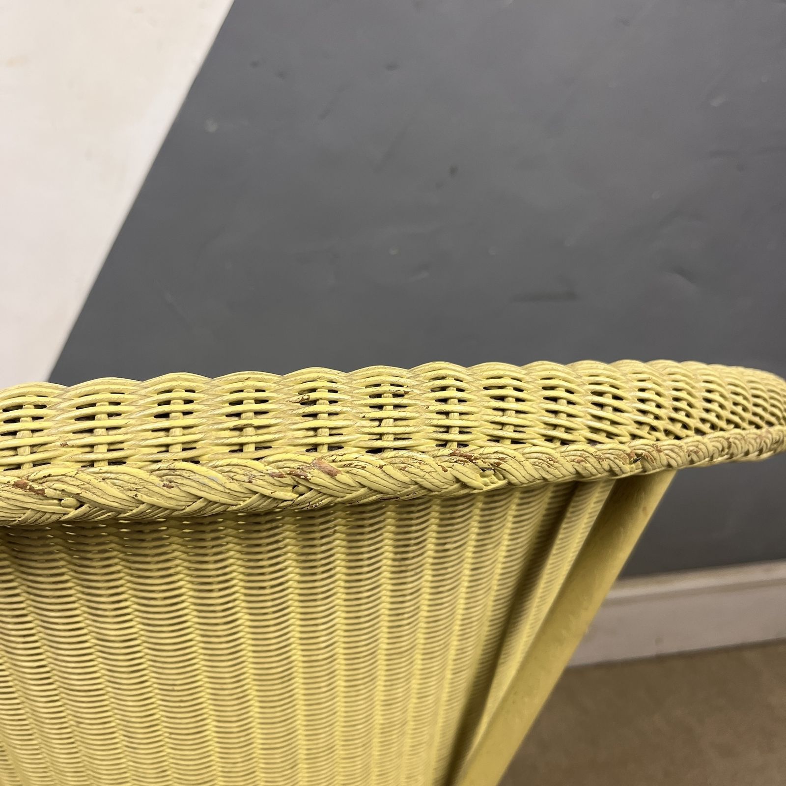 Green Lloyd Loom Wicker Satellite Chair Seat Vintage 1950s photo vinterior