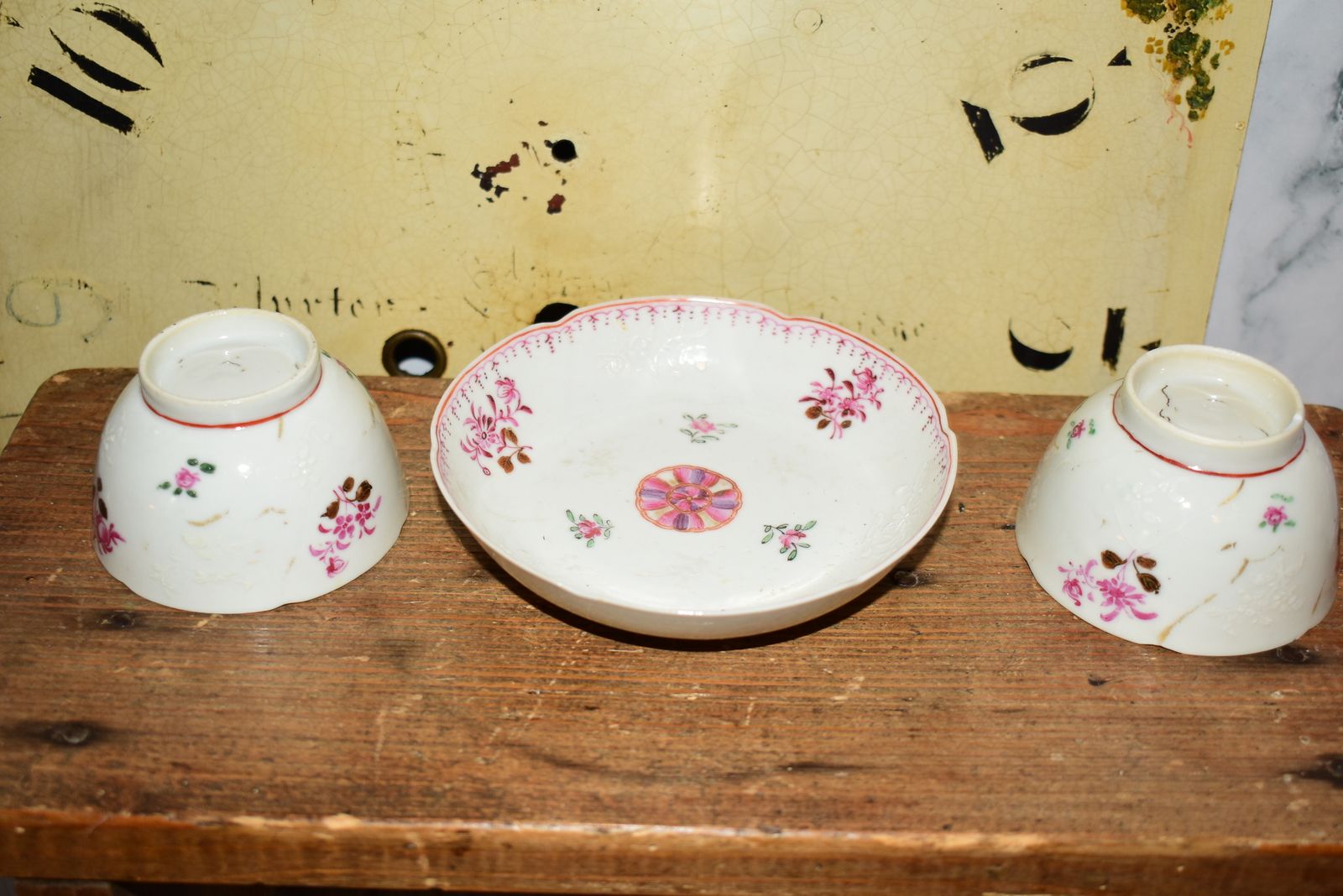 18th Century Chinese Export Famille Rose 3 Piece Tea Set   Qianlong Period C.1750 photo buy