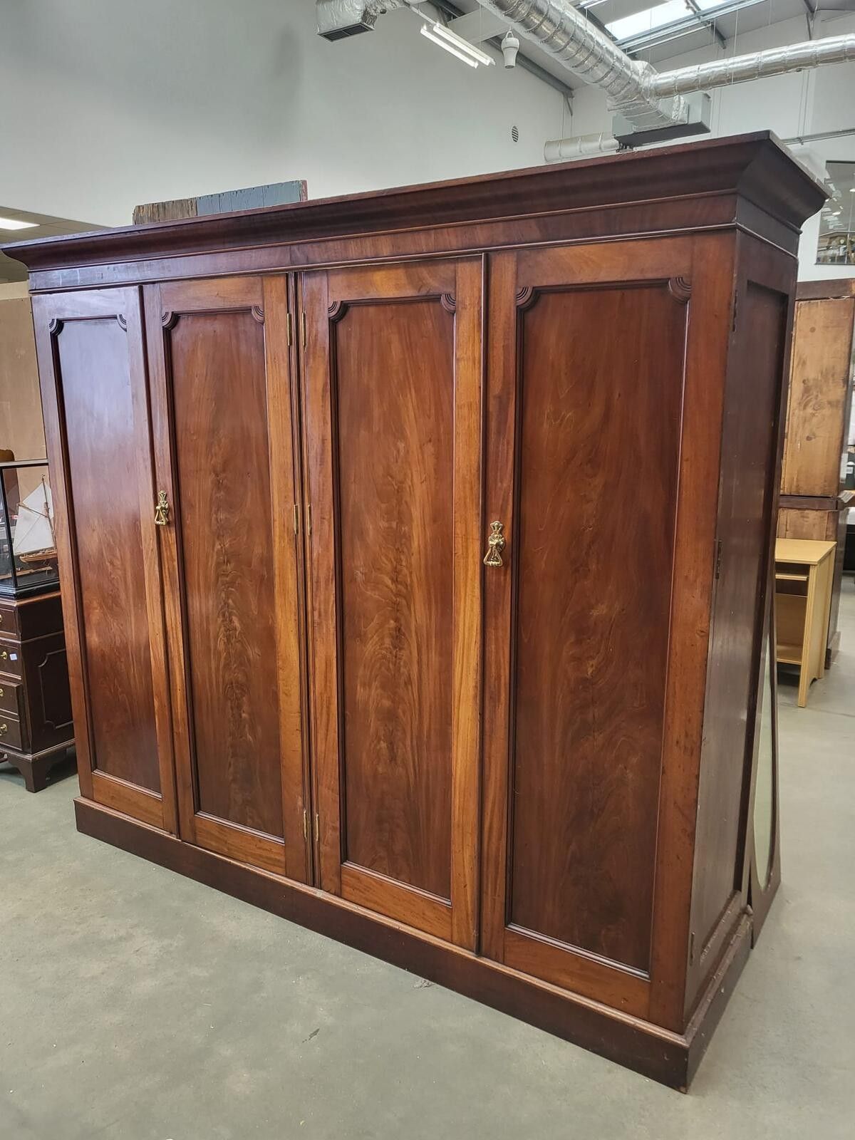 Antique 4 Door Mahogany Breakdown Wardrobe Bedroom