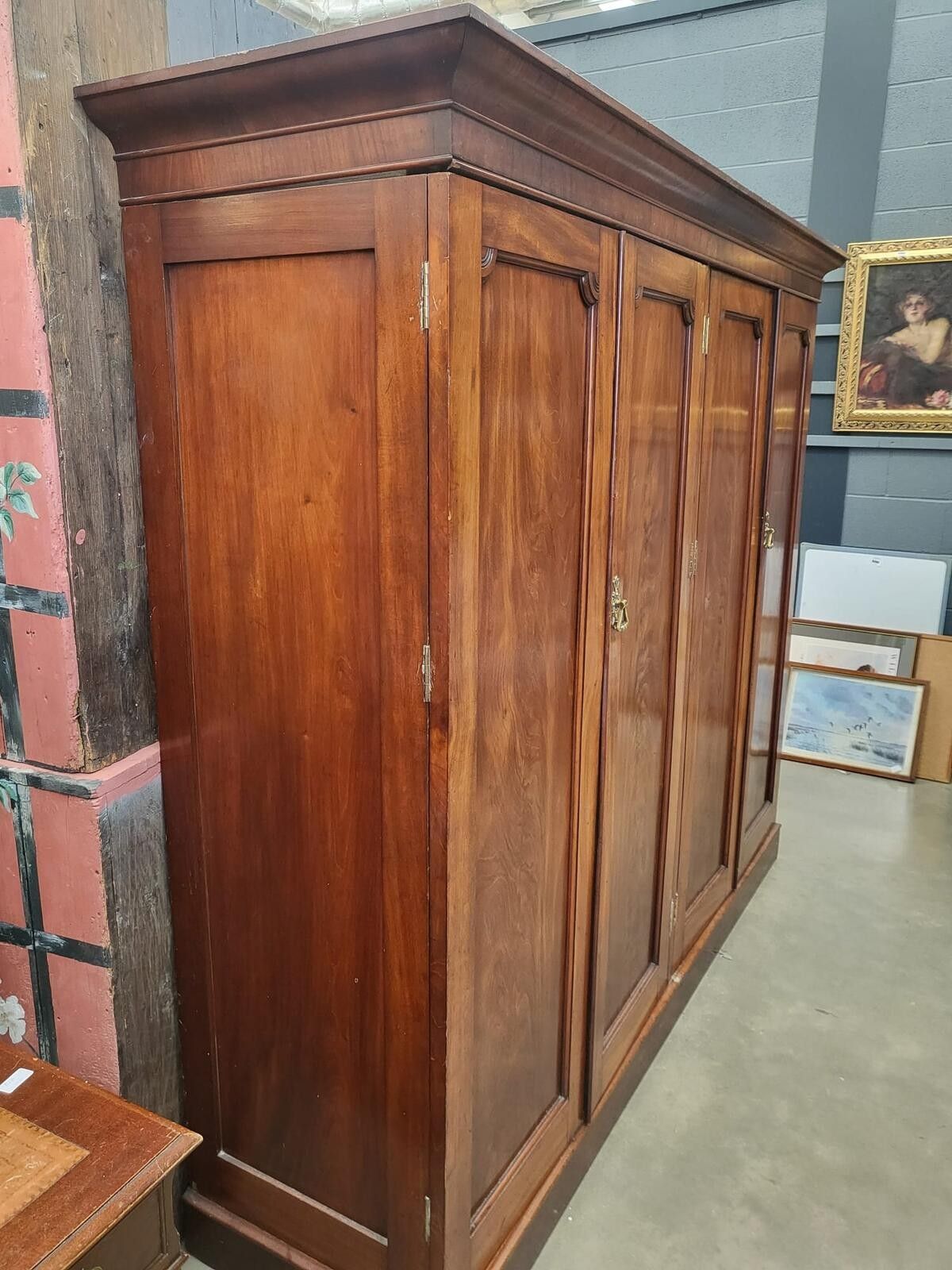 photo vinterior Antique 4 Door Mahogany Breakdown Wardrobe Bedroom