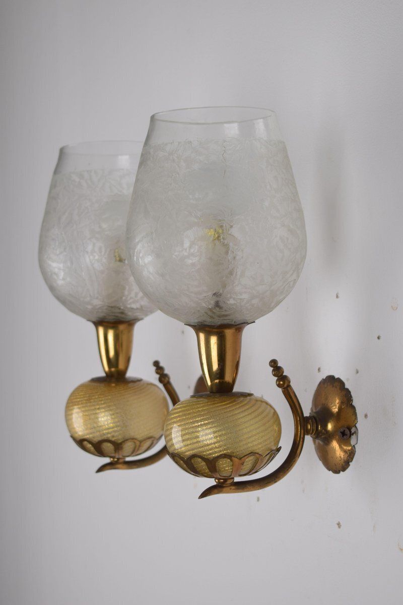 Vintage Wall Lamps From Barovier & Toso, 1940s, Set Of 2 photo buy