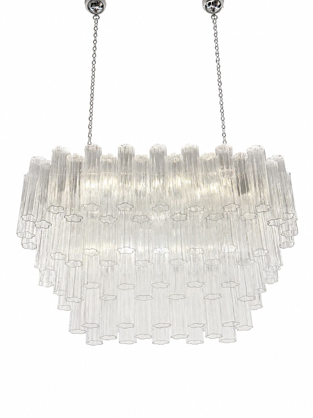 Contemporary Elegant Clear "Tronchi" Murano Glass Chandelier In Venini Style photo for sale