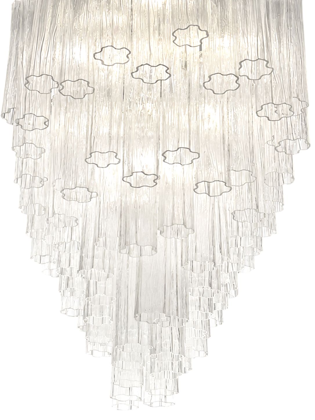 Contemporary Elegant Clear "Tronchi" Murano Glass Chandelier In Venini Style photo 13694.0